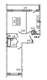 66,8 м², 2-комнатная квартира 3 953 000 ₽ - изображение 16