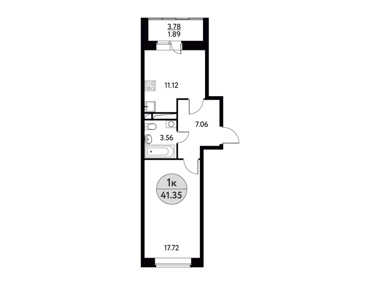 41,4 м², 1-комнатная квартира 5 726 975 ₽ - изображение 1