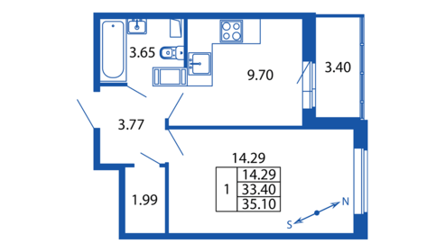 35 м², 1-комнатная квартира 5 873 888 ₽ - изображение 74