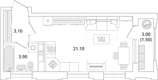 29,6 м², квартира-студия 7 684 095 ₽ - изображение 6