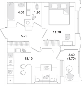 39,5 м², 1-комнатная квартира 10 107 733 ₽ - изображение 26