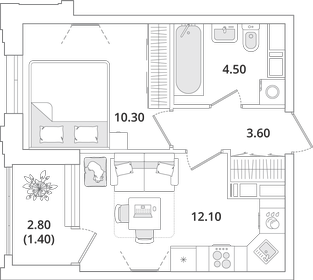 55 м², 2-комнатная квартира 10 550 000 ₽ - изображение 119