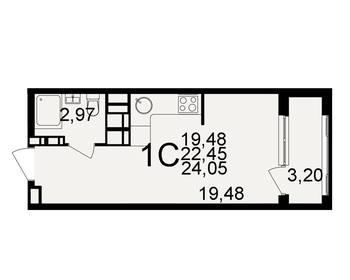 Квартира 24,1 м², студия - изображение 1