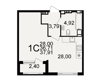 40,2 м², 1-комнатная квартира 4 050 000 ₽ - изображение 39