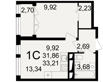 33,7 м², 1-комнатная квартира 3 500 000 ₽ - изображение 29