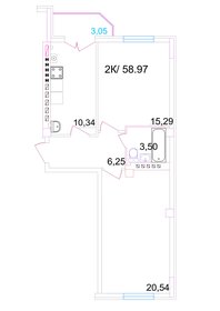 Квартира 59 м², 2-комнатная - изображение 1