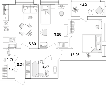 65,7 м², 2-комнатная квартира 14 800 000 ₽ - изображение 143