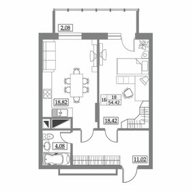 Квартира 54,4 м², 1-комнатная - изображение 1