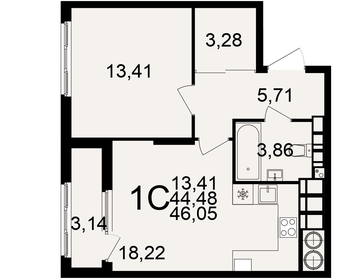 46,8 м², 1-комнатная квартира 4 350 000 ₽ - изображение 22