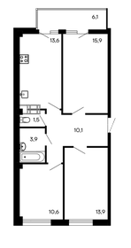 Квартира 75,6 м², 3-комнатная - изображение 1