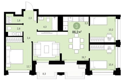 Квартира 89 м², 3-комнатная - изображение 1