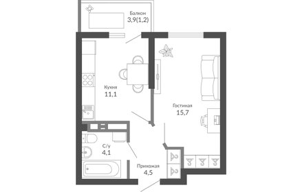 36,8 м², 1-комнатная квартира 8 722 210 ₽ - изображение 18