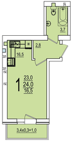 32,7 м², 1-комнатная квартира 3 000 000 ₽ - изображение 82