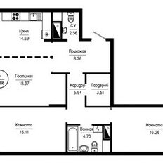 Квартира 94,9 м², 3-комнатная - изображение 2