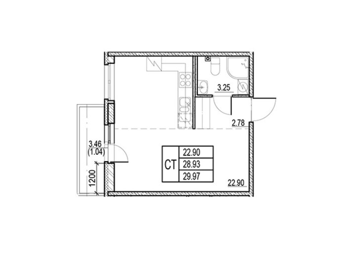 30 м², квартира-студия 3 650 000 ₽ - изображение 1