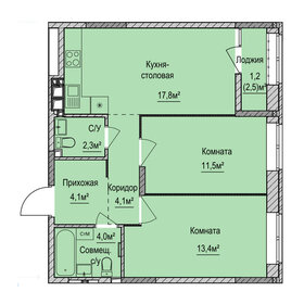 Квартира 58,4 м², 2-комнатная - изображение 1