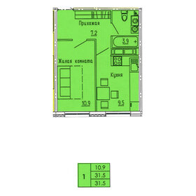 31,4 м², 1-комнатная квартира 3 328 400 ₽ - изображение 37