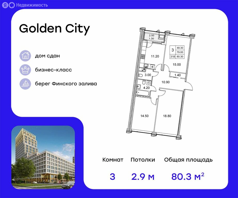 Варианты планировок ЖК Golden City - планировка 2
