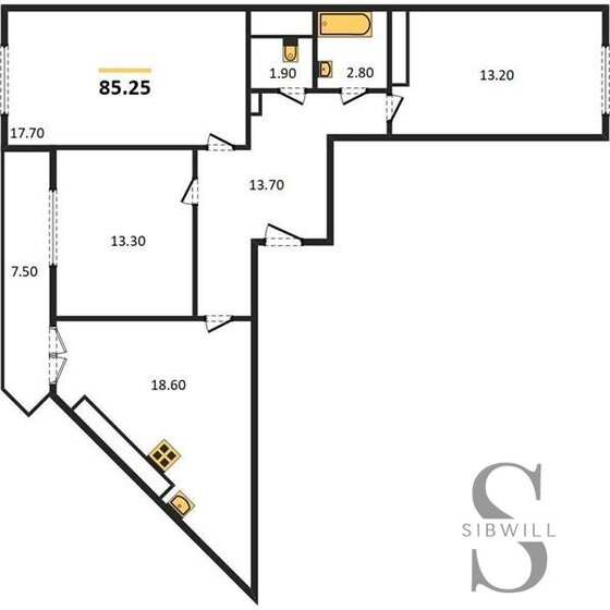 85,3 м², 3-комнатная квартира 7 515 000 ₽ - изображение 1