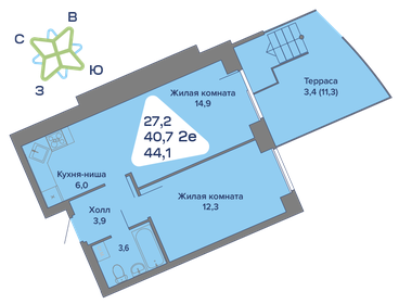 34,9 м², 2-комнатная квартира 3 908 800 ₽ - изображение 26