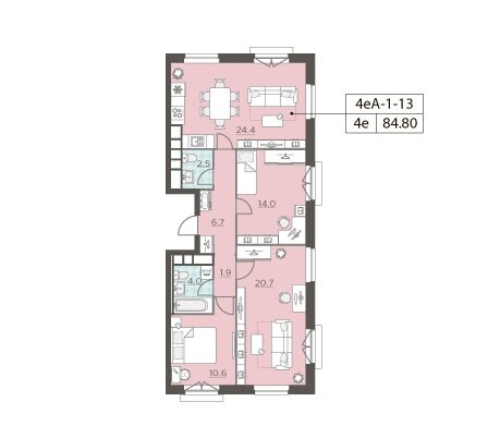 84,9 м², 3-комнатная квартира 29 849 654 ₽ - изображение 1