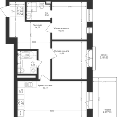 Квартира 65,3 м², 2-комнатная - изображение 2