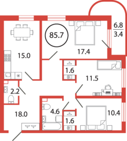 75,8 м², 3-комнатная квартира 11 399 000 ₽ - изображение 76