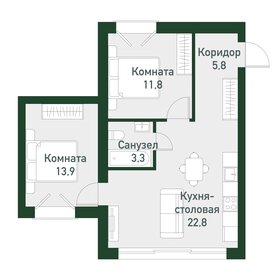 Квартира 56,8 м², 2-комнатная - изображение 1