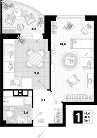 34,1 м², 1-комнатная квартира 5 300 000 ₽ - изображение 69