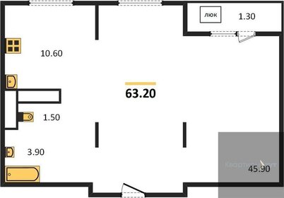 Квартира 63,2 м², 1-комнатная - изображение 1