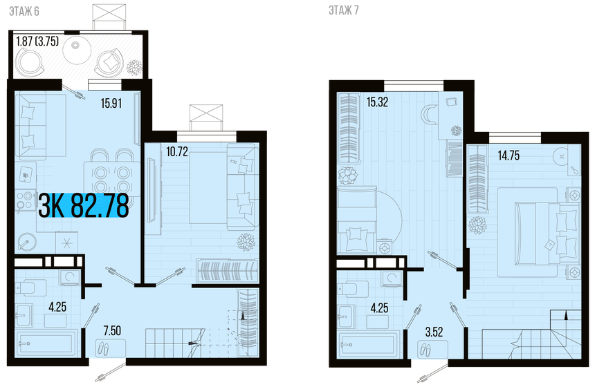 82,8 м², 3-комнатная квартира 8 410 448 ₽ - изображение 1