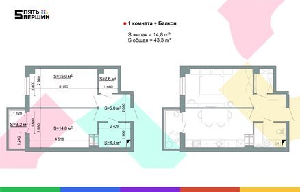 43,3 м², 1-комнатная квартира 5 493 038 ₽ - изображение 43