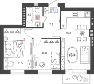 55,6 м², 2-комнатная квартира 6 952 780 ₽ - изображение 29