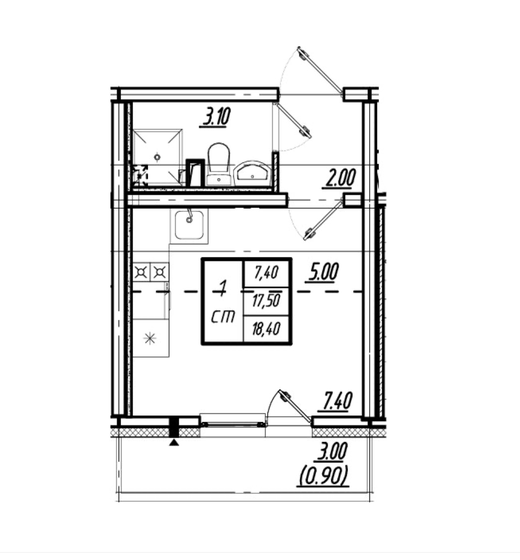 17,5 м², квартира-студия 3 800 000 ₽ - изображение 1