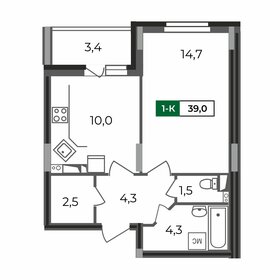 39,3 м², 1-комнатная квартира 3 694 200 ₽ - изображение 40