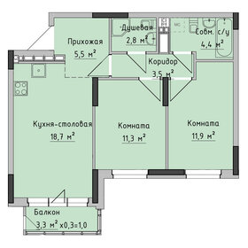 Квартира 59,2 м², 2-комнатная - изображение 1