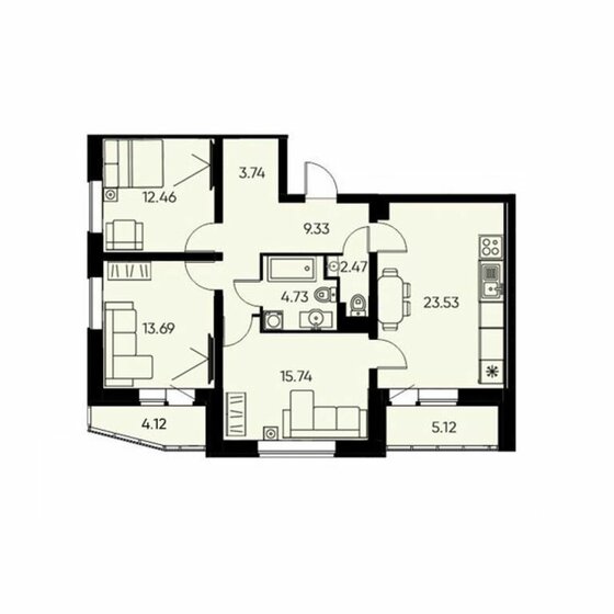 85,3 м², 3-комнатная квартира 19 719 124 ₽ - изображение 1