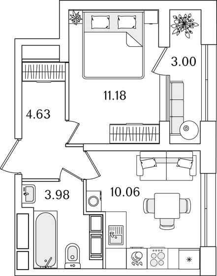 31,4 м², 1-комнатная квартира 10 216 596 ₽ - изображение 1