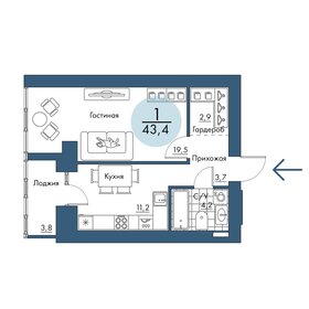 Квартира 43,4 м², 1-комнатная - изображение 1