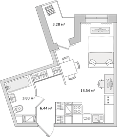 Квартира 29,3 м², студия - изображение 1