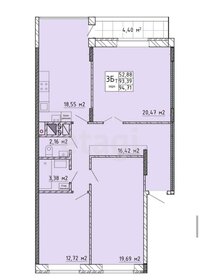 Квартира 93,1 м², 3-комнатная - изображение 1