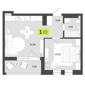 43,4 м², 1-комнатная квартира 7 600 000 ₽ - изображение 55