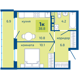 Квартира 38,8 м², 1-комнатная - изображение 1