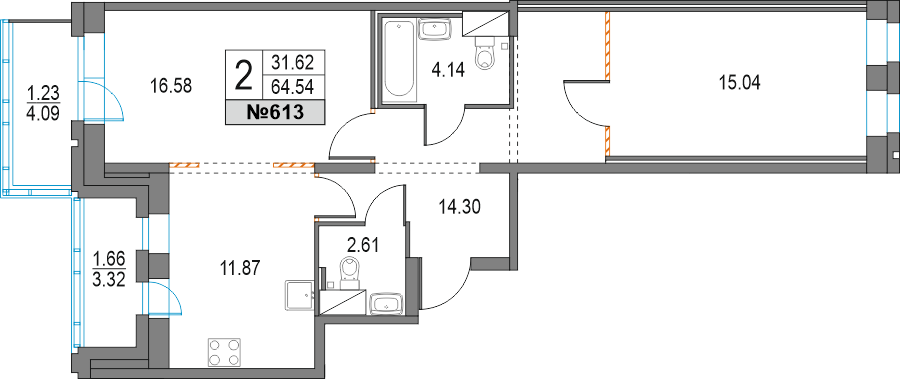 64,5 м², 2-комнатная квартира 16 017 632 ₽ - изображение 51