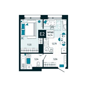 34,6 м², 1-комнатная квартира 4 360 670 ₽ - изображение 3