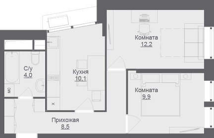 59 м², 2-комнатная квартира 15 000 000 ₽ - изображение 70