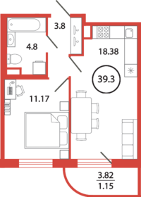 40,5 м², 1-комнатная квартира 7 648 011 ₽ - изображение 74