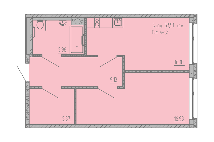 52,5 м², 1-комнатные апартаменты 12 602 400 ₽ - изображение 1