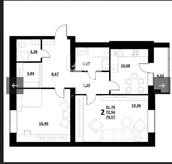72,6 м², 2-комнатная квартира 6 400 000 ₽ - изображение 1