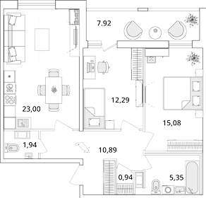 73,5 м², 2-комнатная квартира 17 093 842 ₽ - изображение 4